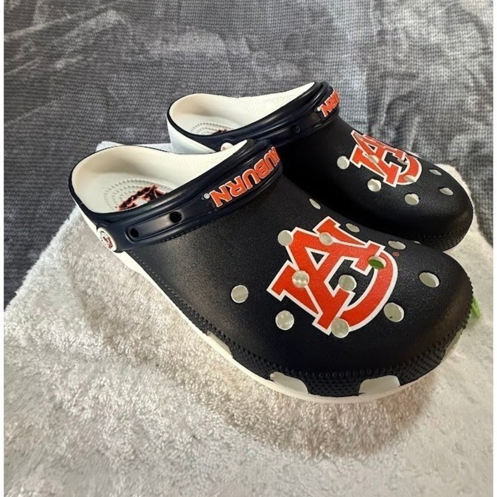 Crocs Auburn Tigers NCAA Classic Clogs Navy Blue Orange Mens 9 Womens 11 NEW